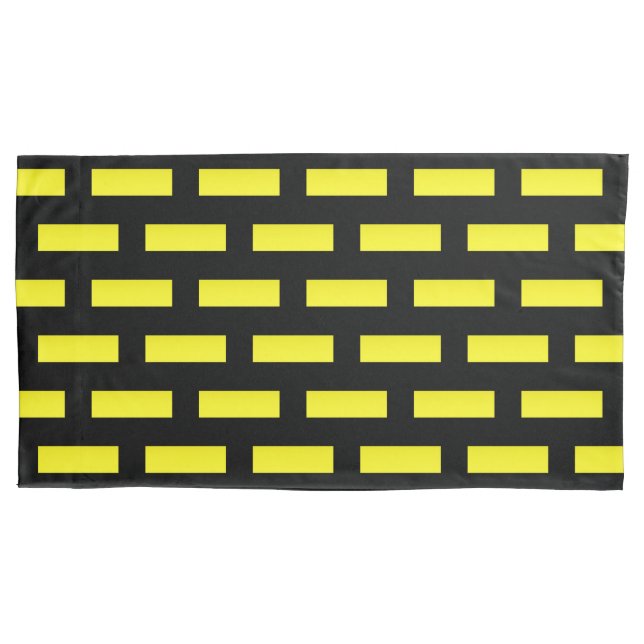 Funda De Cojín Patrón de pared negro y amarillo (Anverso)