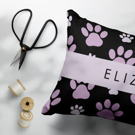 Funda De Cojín Patrón De Patas, Patas De Lilac, Perros, Tu Nombre