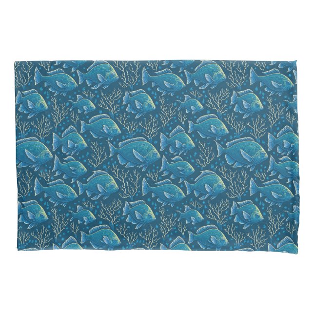 Funda De Cojín Patrón de peces azules (Anverso)