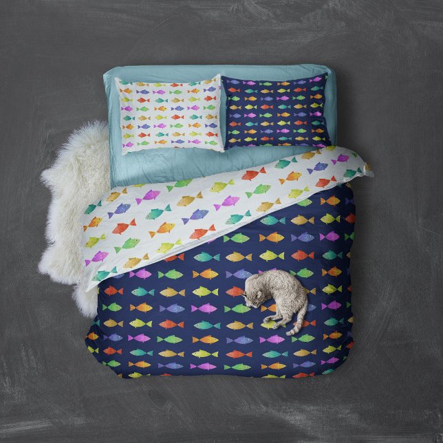 Funda De Cojín Patrón de peces colorido y liso (Cute Rainbow fish colorful patterned bedding for ocean lovers pillow case)