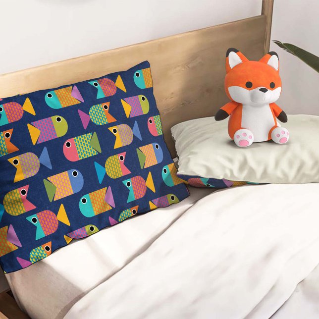 Funda De Cojín Patrón de peces lindos en azul (Subido por el creador)
