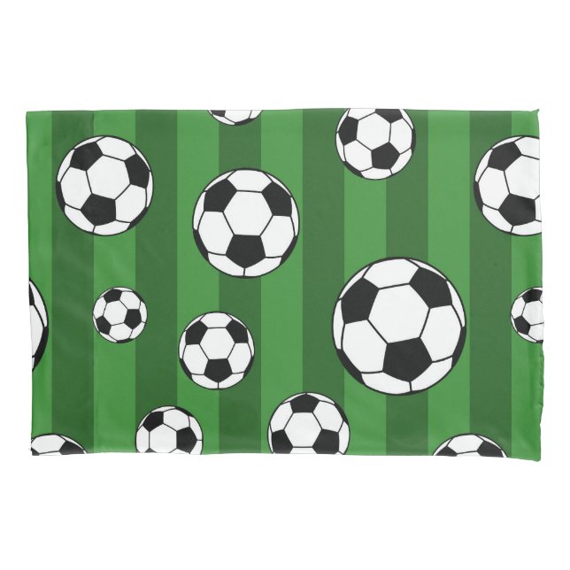 Funda De Cojín Patrón de pelota de fútbol infantil en franjas ver (Anverso)
