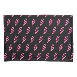 Funda De Cojín Patrón de pernos de luz de neón rosado