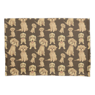 Funda De Cojín Patrón de perro Marrón labradoodle goldendoodle