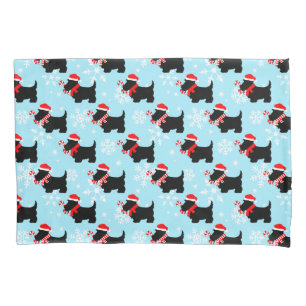 Funda De Cojín Patrón de perros escoceses navidades