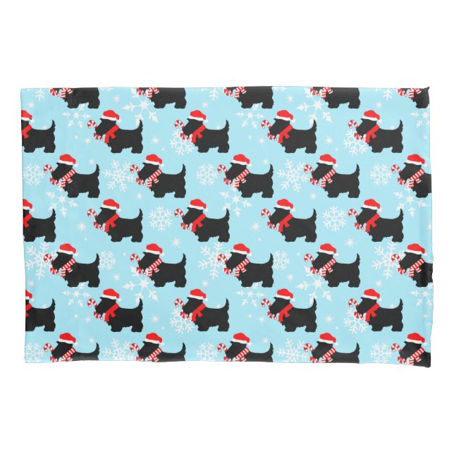 Funda De Cojín Patrón de perros escoceses navidades (Anverso)