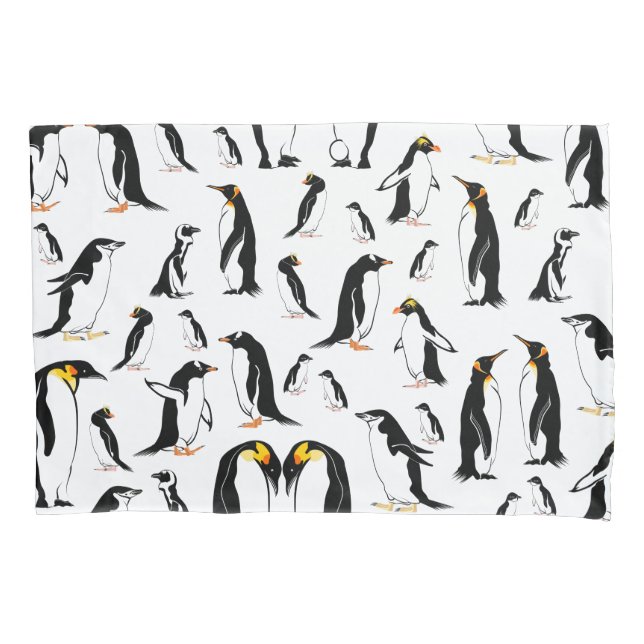 Funda De Cojín Patrón de pingüino blanco y negro (Anverso)