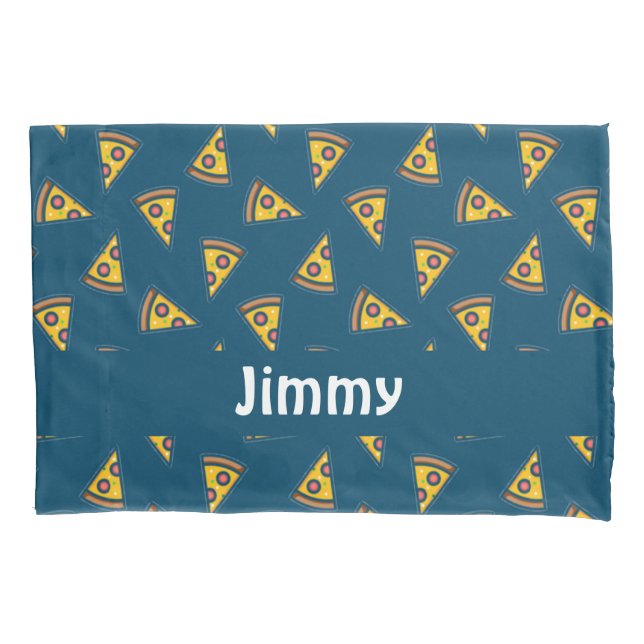 Funda De Cojín Patrón de pizza en azul (Anverso)
