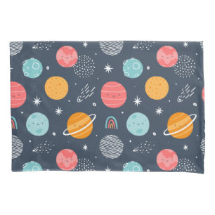 Funda De Cojín Patrón de planeta sonriente