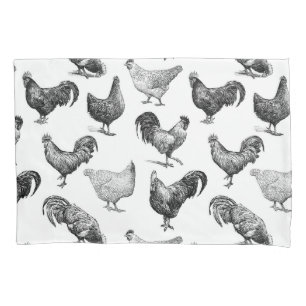 Funda De Cojín Patrón de pollo de granja de campo retro