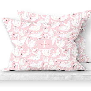 Funda De Cojín Patrón de princesas de cisne cúrcuma Nombre rosa M