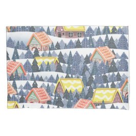 Funda De Cojín Patrón de pueblo de Navidades Snowley