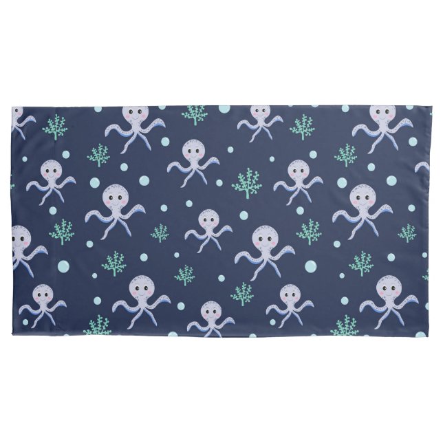 Funda De Cojín Patrón de pulpo bajo el mar (Anverso)