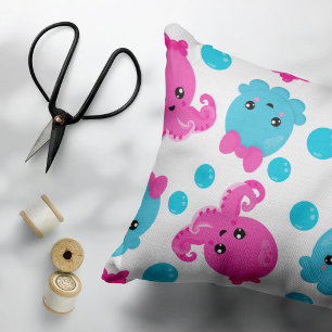 Funda De Cojín Patrón de pulpo, pulpo tórrido, animales marinos