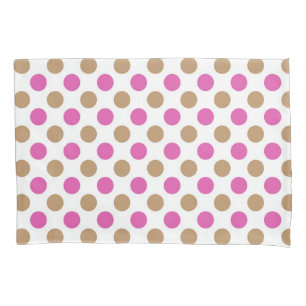 Funda De Cojín Patrón de puntos de polka rosa y marrón