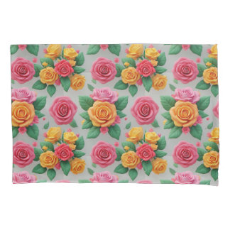 Funda De Cojín Patrón de ramo de rosa vibrante para decoración fl