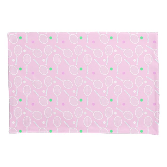 Funda De Cojín Patrón de raqueta de tenis rosado (Anverso)
