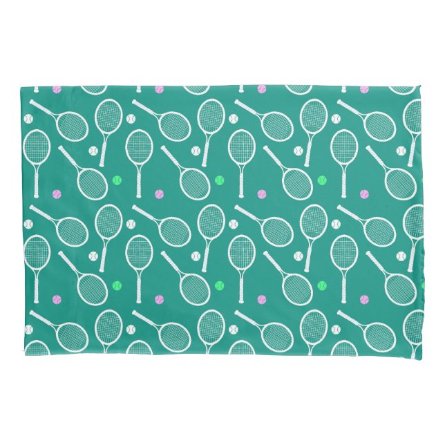 Funda De Cojín Patrón de raqueta de tenis Verde (Anverso)
