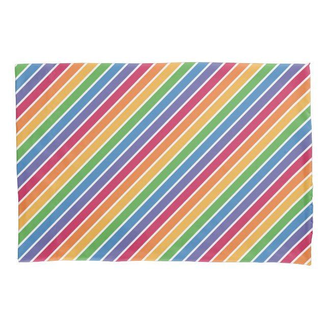 Funda De Cojín Patrón de rayas arco iris (Anverso-izquierdo)