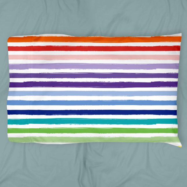 Funda De Cojín Patrón de rayas arcoiris de bonito (Add a bright rainbow touch to your bedroom with this colorful pillowcase!)