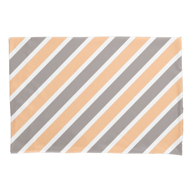 Funda De Cojín Patrón de rayas gris melocotón moderno (Anverso)
