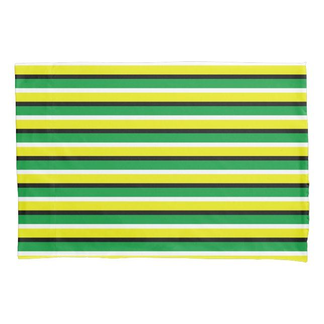 Funda De Cojín Patrón de rayas verde amarillo (Anverso)