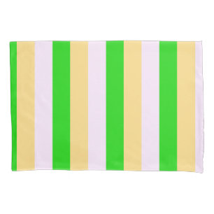 Funda De Cojín Patrón de rayas verdes, blancas y naranjas