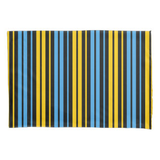 Funda De Cojín Patrón de rayas verticales azules y amarillas sobr