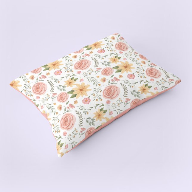 Funda De Cojín Patrón de Rosa de Flor Silvestre Rosa Elegante (Pink Elegant Vintage Wildflower Rose Pattern Pillow Case)