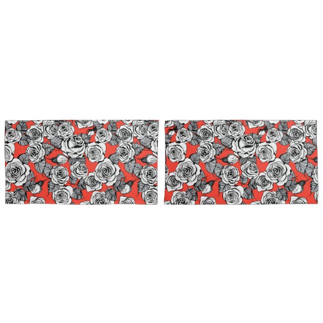 Funda De Cojín Patrón de rosas blancas (Anverso - Set)