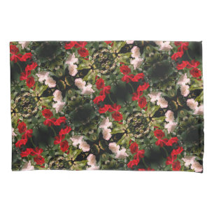Funda De Cojín Patrón De Rosas Rojos Y Blancos Borrados