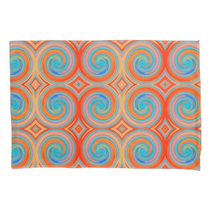 Funda De Cojín Patrón de rotación de resumen azul naranja
