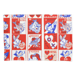 Funda De Cojín Patrón de sello vintage de San Valentín de los año
