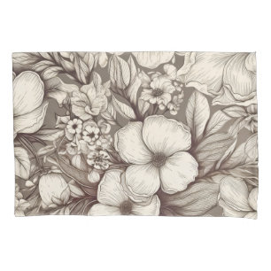 Funda De Cojín Patrón de Sepia Floral Vintage (10)