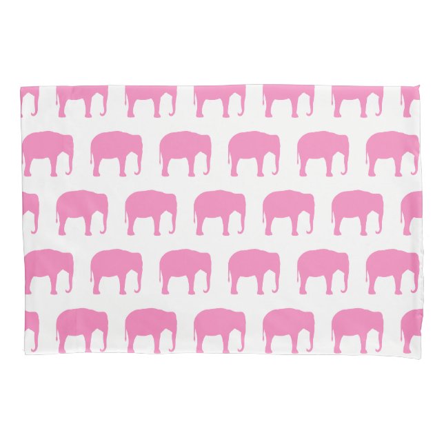 Funda De Cojín Patrón de siluetas para elefantes rosas (Anverso)