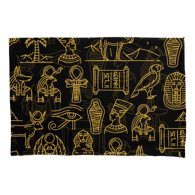 Funda De Cojín Patrón de símbolos jeroglífico egipcio (Anverso-izquierdo)