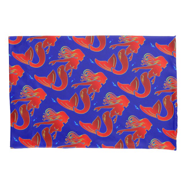 Funda De Cojín patrón de sirenas de anclaje rojo (Anverso)