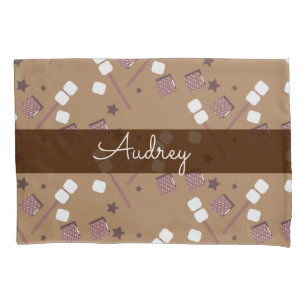 Funda De Cojín Patrón de Smores de Camping Adorable 