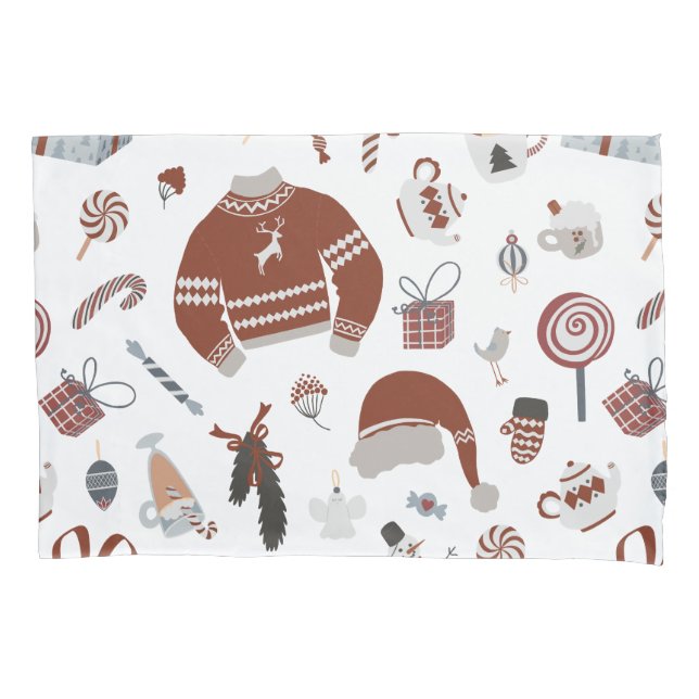 Funda De Cojín Patrón de suéter de Navidades retro (Anverso)