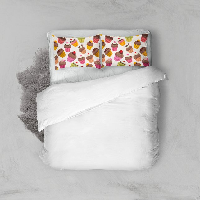 Funda De Cojín Patrón de tarta, patrón de muffin, chocolate, cora (Subido por el creador)