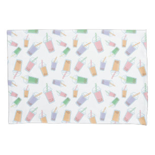 Funda De Cojín Patrón de té de burbuja cúpula Pastel Colores blan