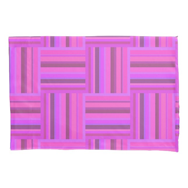 Funda De Cojín Patrón de tejido de rayas rosas (Anverso)