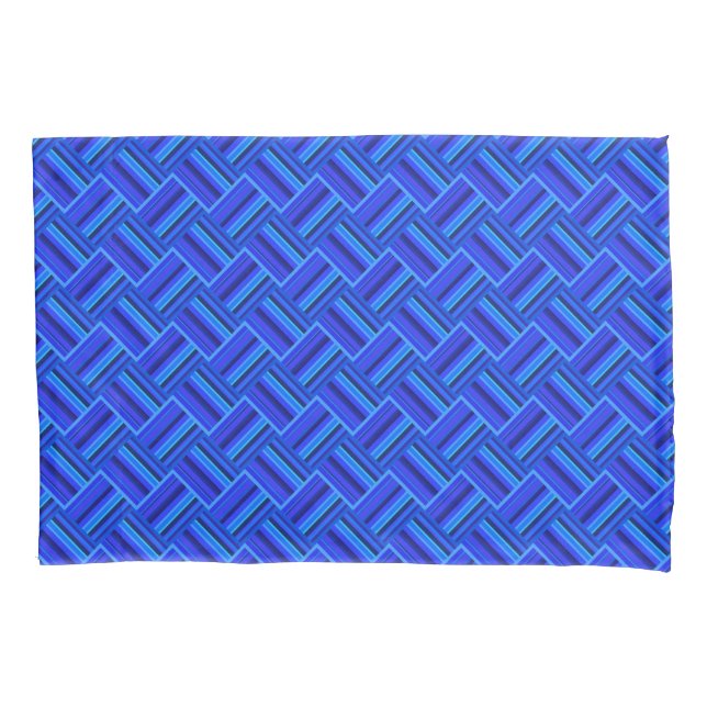 Funda De Cojín Patrón de tejido diagonal de franjas azules (Anverso)