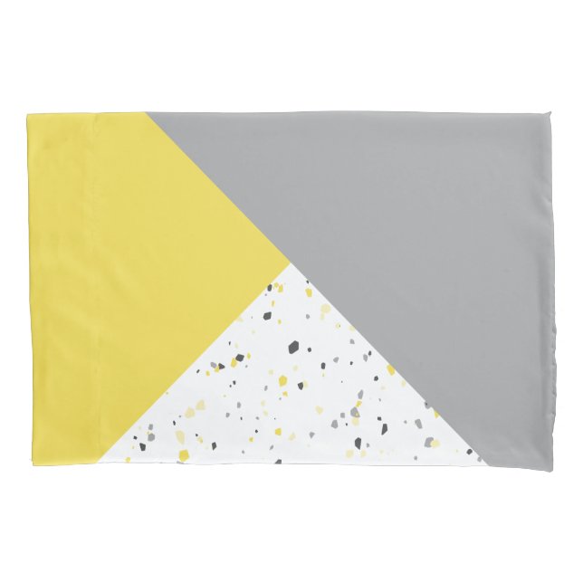 Funda De Cojín Patrón de Terrazzo Gris Amarillo Moderno (Anverso)