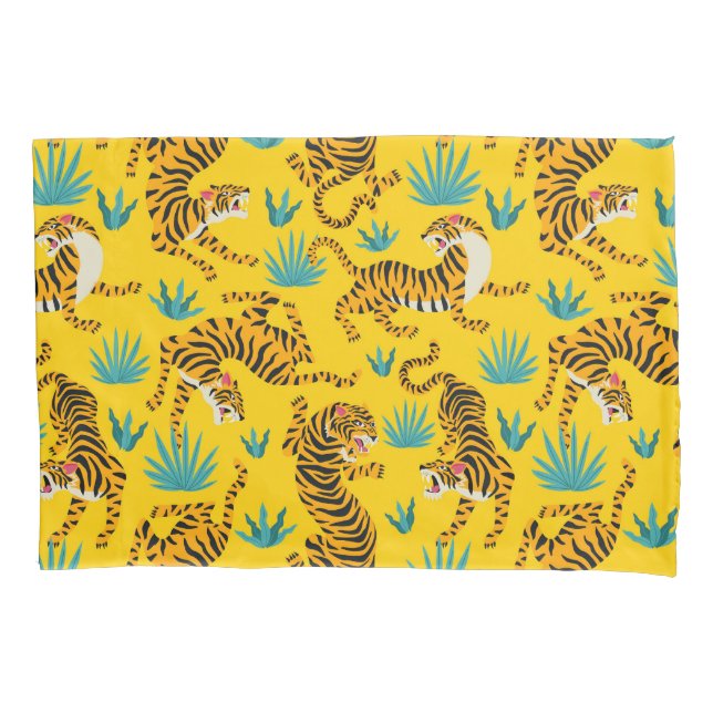 Funda De Cojín Patrón de tigre asiático dorado (Anverso-izquierdo)