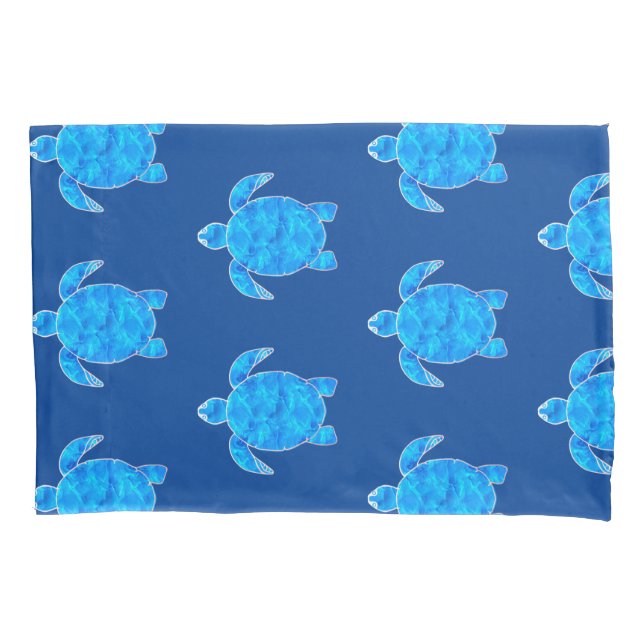 Funda De Cojín Patrón de tortuga azul acuática  (Anverso)