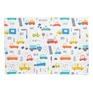 Funda De Cojín Patrón de tráfico de coches de colores reducidos