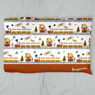 Funda De Cojín Patrón De Tren Choo Nombre Pequeño Niño