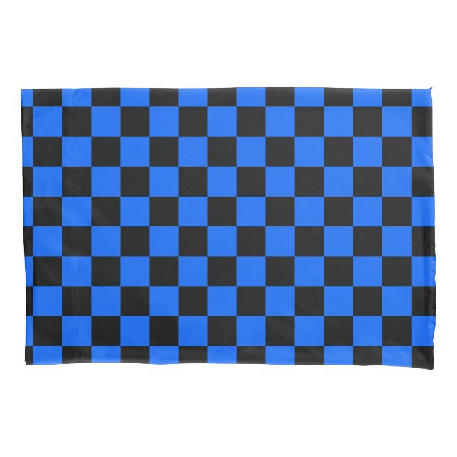 Funda De Cojín Patrón de verificación azul negro (Anverso)