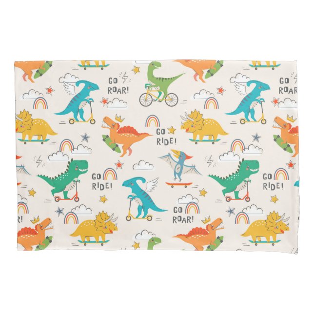Funda De Cojín Patrón de viaje de dinosaurios para niños (Anverso-izquierdo)